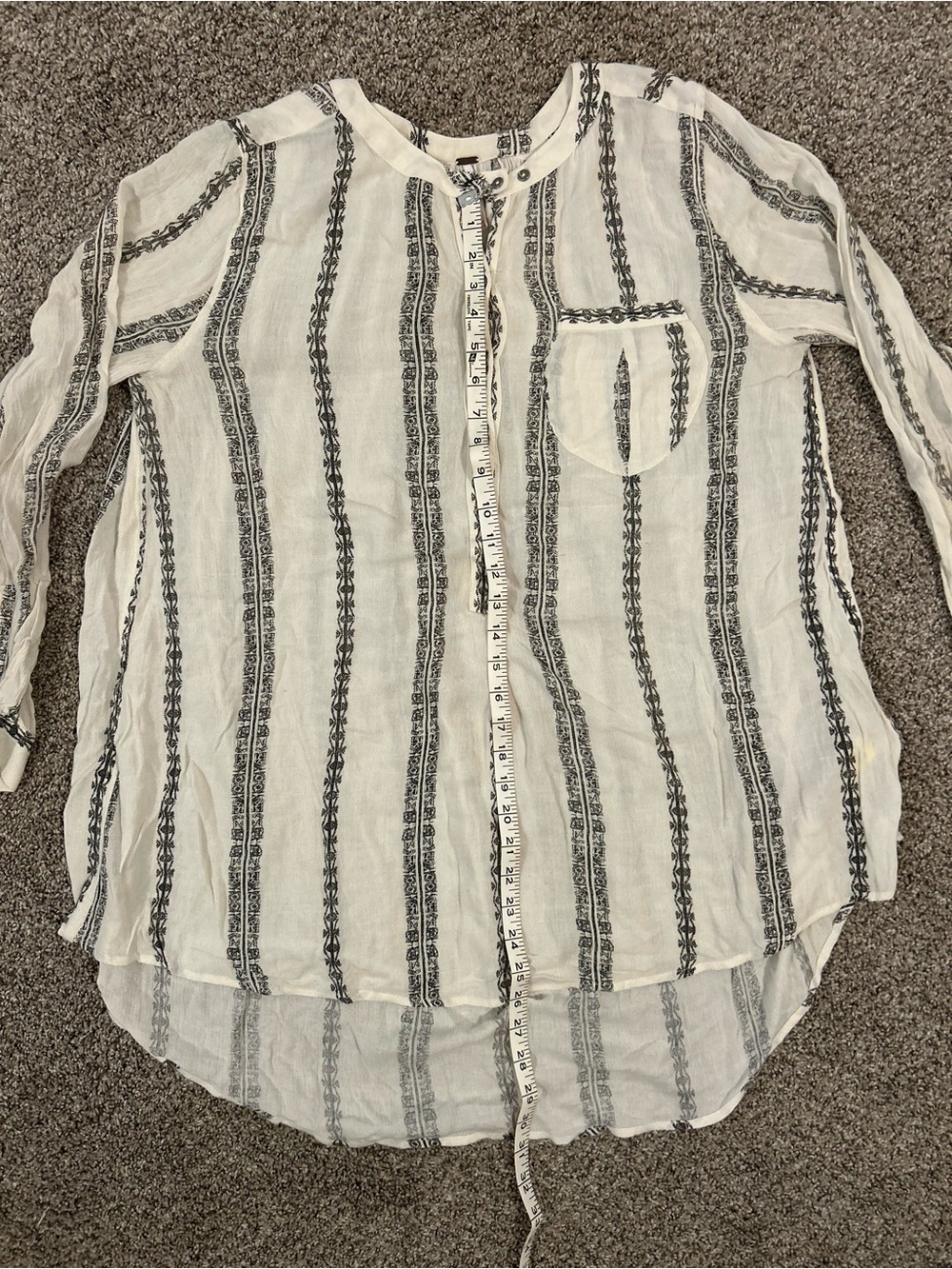 Free People Striped Peasant Blouse - hi-low cut in Medium - Picture 8 of 12